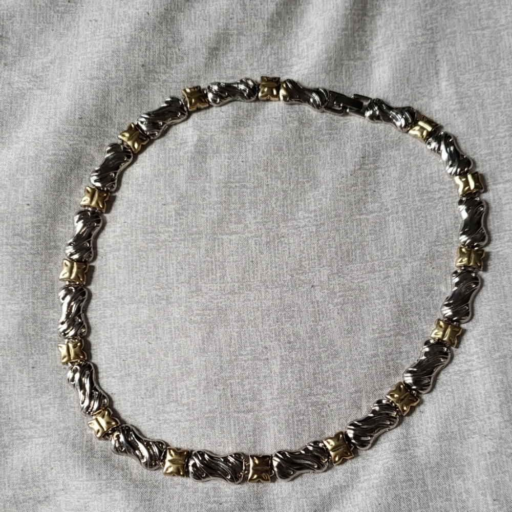 Silver and Gold Choker Necklace & Earrings Set